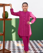 Stitched 2 Piece kids Textured Kurta Trouser