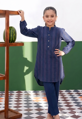 Stitched 2 Piece kids Textured Kurta Trouser
