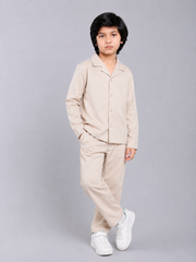 Boys Camp Collar Premium Full-Sleeve Co-Ord Set – Shirt & Trouser