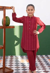 Stitched 2 Piece kids Textured Kurta Trouser