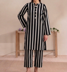 Timeless Black & White Print 2 pcs Unstitched Linen