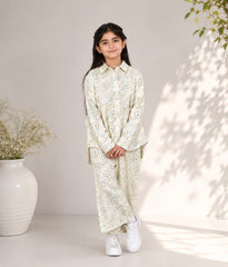 Floral Printed Front Button Girl Two Pieces Co Ord Set