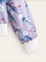 floral Print Zip up Bomber Jacket