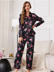 FLAMINGO PRINT MATT SILK PJ SET