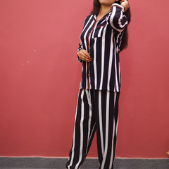 STRIPE PRINT SOFT LINEN PJ SET