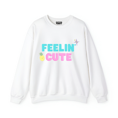 Feelin Cute Printed Women Sweatshirt-White