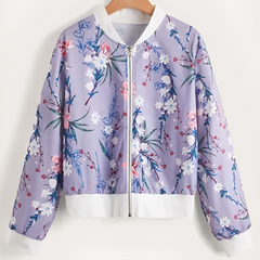 floral Print Zip up Bomber Jacket