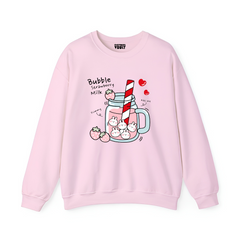 Bubble Strawberry Printed Women Sweatshirt-Pink