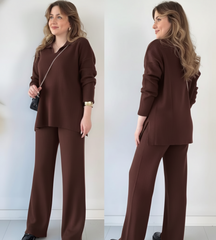 Women's Two Piece Sets Casual Loose Knitted Long Sleeve Sweater + Wide Leg Pants