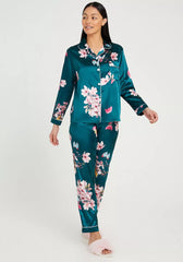 FLORAL PRINTED SILK PJ SET
