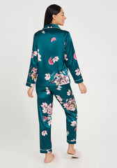 FLORAL PRINTED SILK PJ SET