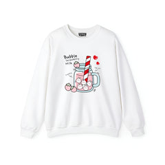 Bubble Strawberry Printed Women Sweatshirt-White