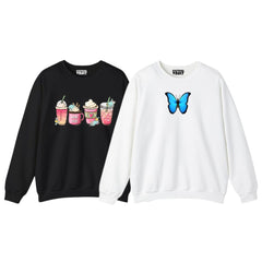 Pack of 2 Drink Coffee/Butterfly Printed Women Sweatshirts