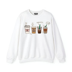 Drink Coffee Printed Women Sweatshirt-White