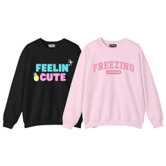 Pack of 2 Feelin Cute/Freezing Printed Women Sweatshirts