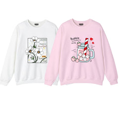 Pack of 2 Flower/Bubble Strawberry Printed Women Sweatshirts