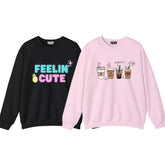 Pack of 2 Feelin Cute/Drink Coffee Printed Women Sweatshirts