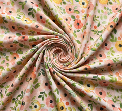 Peach Bloom Print 2 Pcs Unstitched Linen