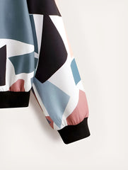 Geo Print Zip Up Bomber Jacket