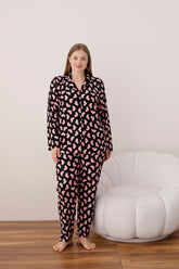 HEART PRINTED MATT SILK PJ SET