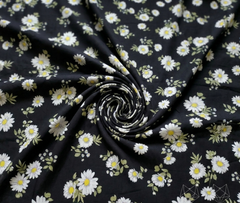 Black Daisy Print 2 pcs Unstitched Linen