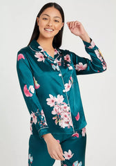 FLORAL PRINTED SILK PJ SET