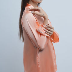 PEACH:SOLID SHAMOOZ SILK PJ SET