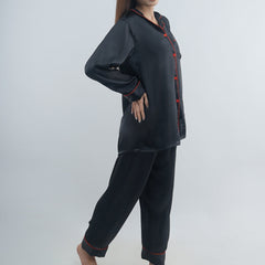 BLACK:SOLID SHAMOOZ SILK PJ SET