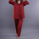 RED:SOLID SHAMOOZ SILK PJ SET