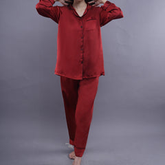 RED:SOLID SHAMOOZ SILK PJ SET