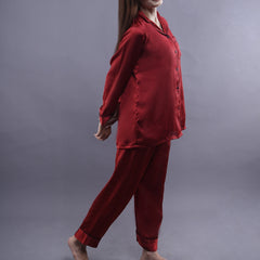 RED:SOLID SHAMOOZ SILK PJ SET