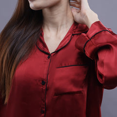 RED:SOLID SHAMOOZ SILK PJ SET