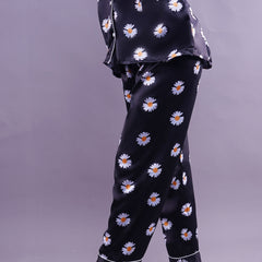 SUN FLOWER PRINT MATT SILK PJ SET