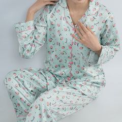 STRAWBERRY PRINT MATT SILK PJ SET