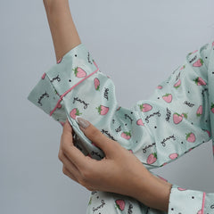 STRAWBERRY PRINT MATT SILK PJ SET
