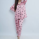 HEART PRINT MATT SILK PJ SET