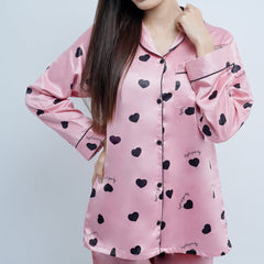 HEART PRINT MATT SILK PJ SET