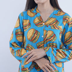BURGER PRINT SOFT LINEN PJ SET