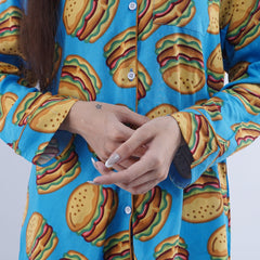 BURGER PRINT SOFT LINEN PJ SET