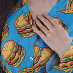 BURGER PRINT SOFT LINEN PJ SET
