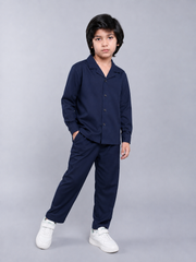 Boys Camp Collar Premium Full-Sleeve Co-Ord Set – Shirt & Trouser