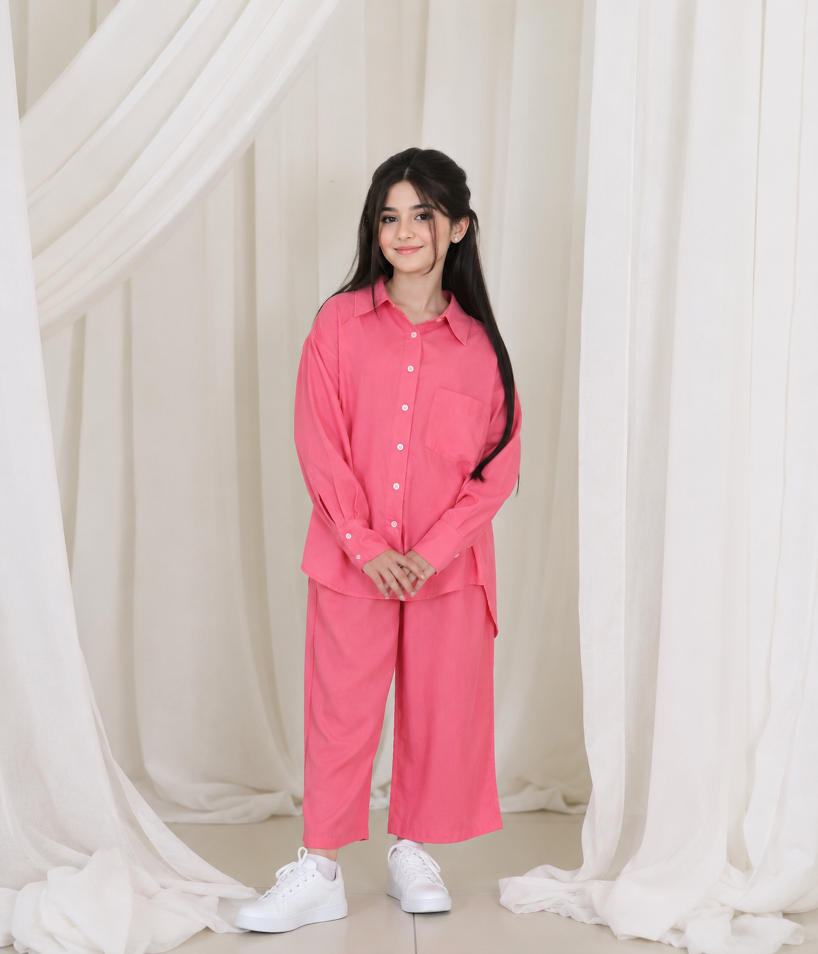 Front Button Girl Two Pieces Co Ord Set