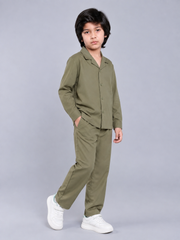 Boys Camp Collar Premium Full-Sleeve Co-Ord Set – Shirt & Trouser