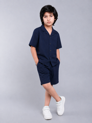 Boys Camp Collar Shirt & Shorts Co-Ord Set – Summer Casual Wear