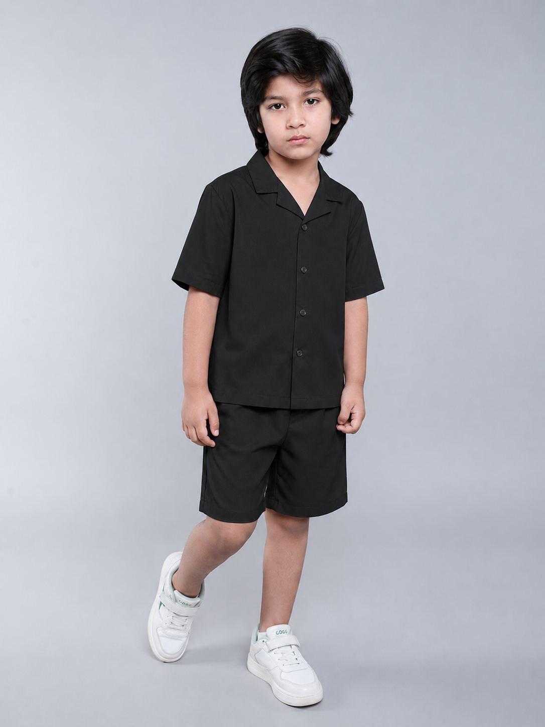 Boys Camp Collar Shirt & Shorts Co-Ord Set – Summer Casual Wear