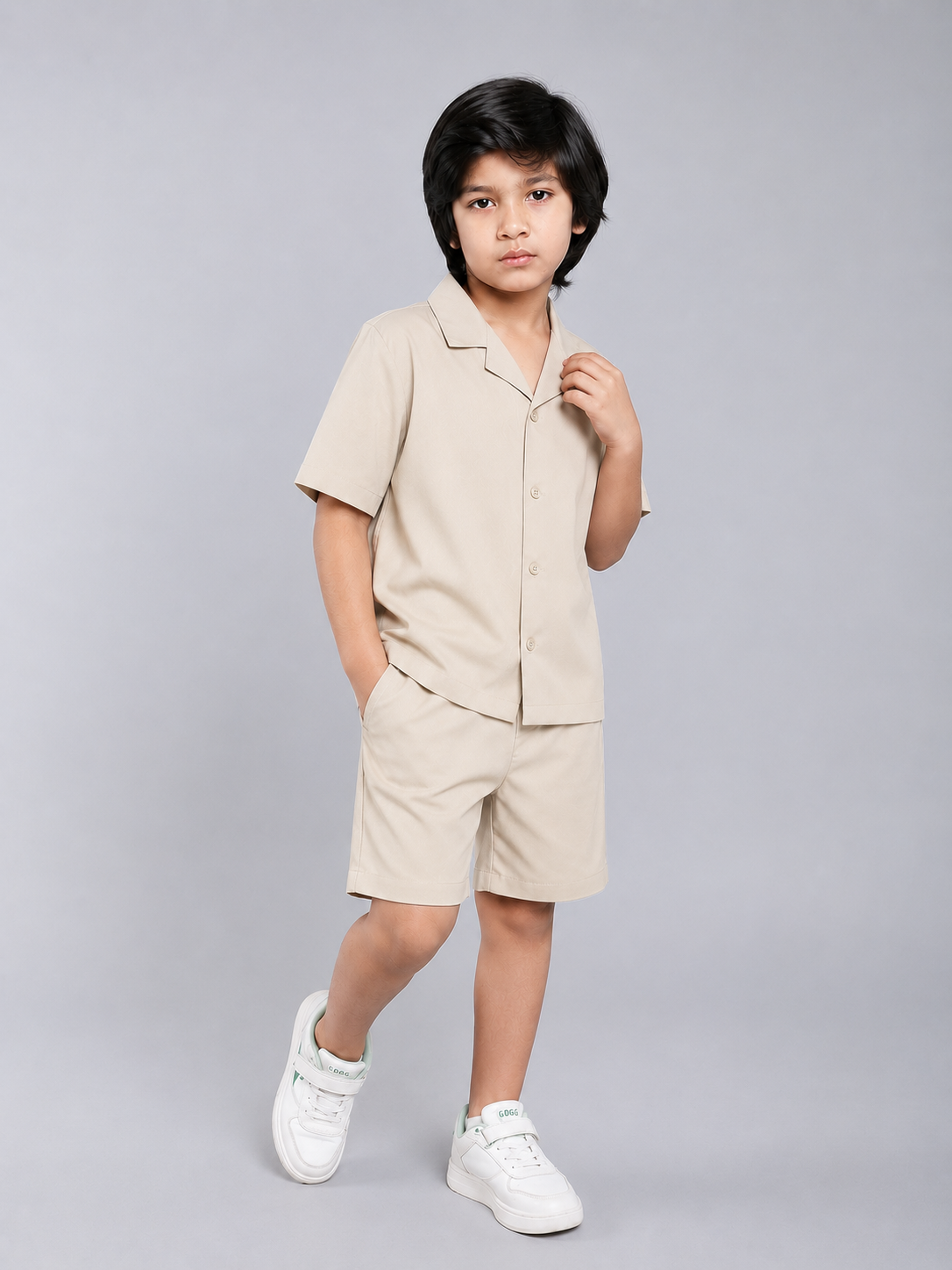 Boys Camp Collar Shirt & Shorts Co-Ord Set – Summer Casual Wear