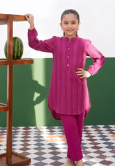 Stitched 2 Piece kids Kurta Trouser Textured