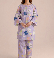 Artistic floral Print 2 pcs Unstitched Linen