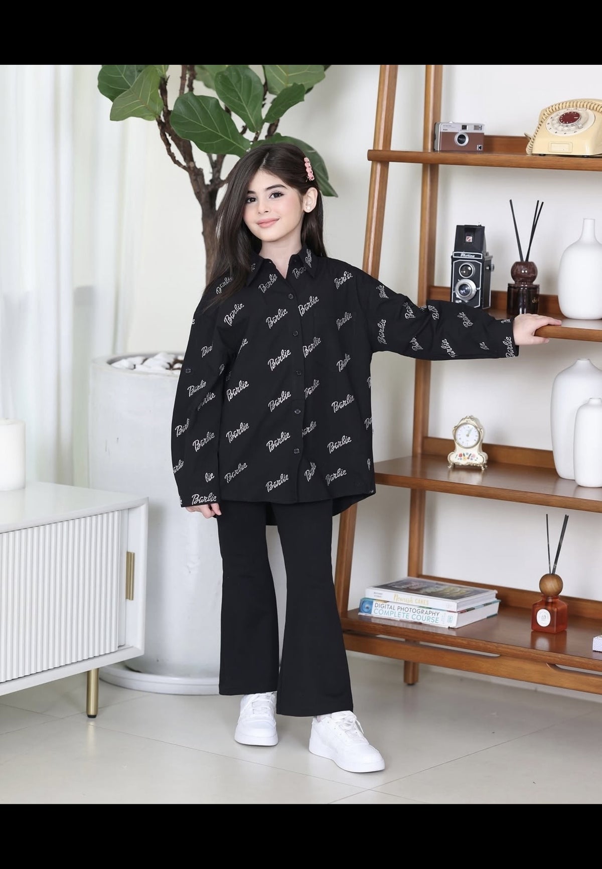 Girls Oversized Barbie Print Statement Shirt