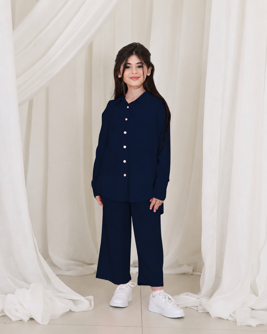 Front Button Girl Two Pieces Co Ord Set